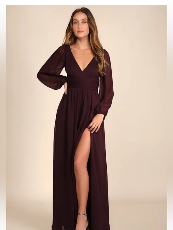Lulus Dresses & Skirts - Enchant My Love Dark Purple V-Neck Long Sleeve Maxi Dress